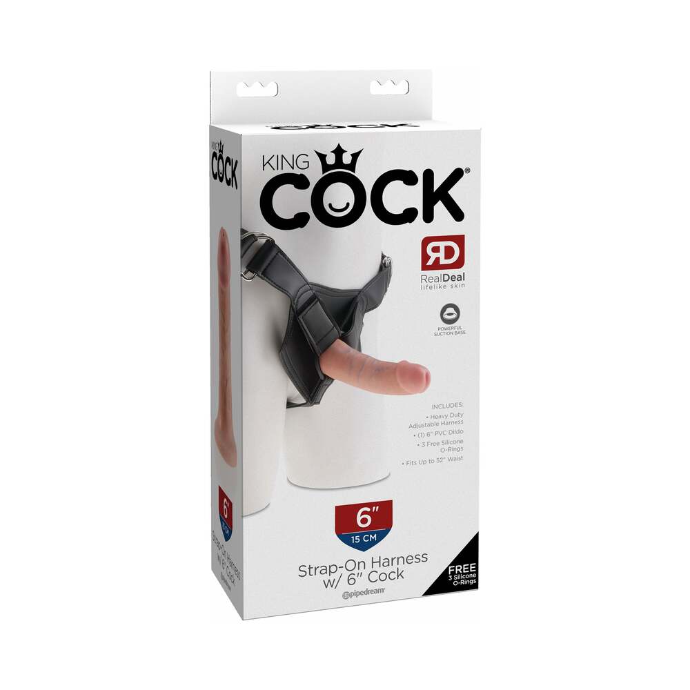 King Cock Strap-On Harness With 6 ' Cock Beige