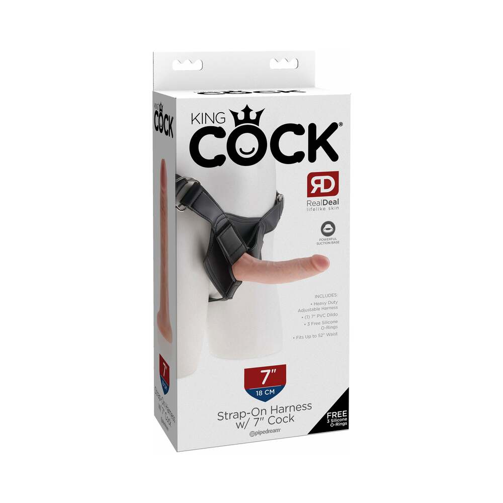 King Cock Strap-On Harness With 7 ' Cock Beige