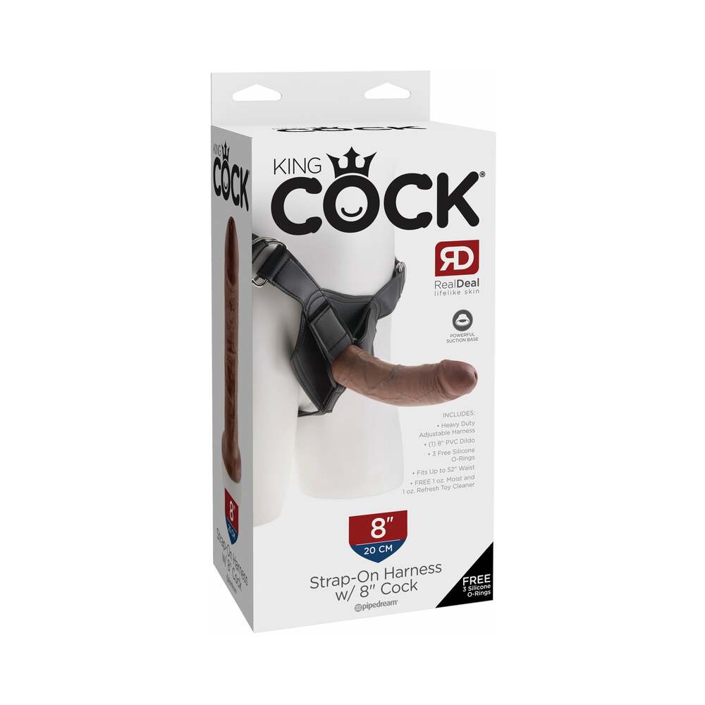 King Cock Strap-On Harness With 8 ' Cock Brown