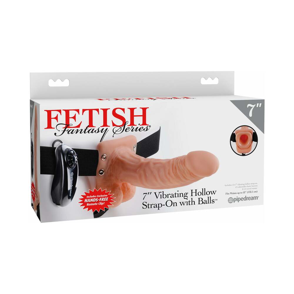 Fetish Fantasy Series 7 ' Vibrating Hollow Strap-On with Balls Beige/Black
