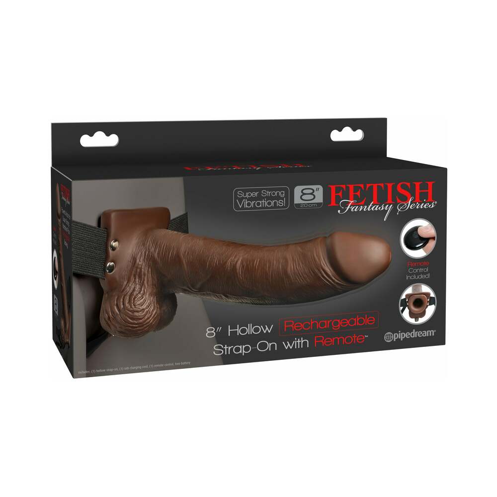 Fetish Fantasy Series Vibrating 8 ' Hollow Strap-On With Balls Brown/Black