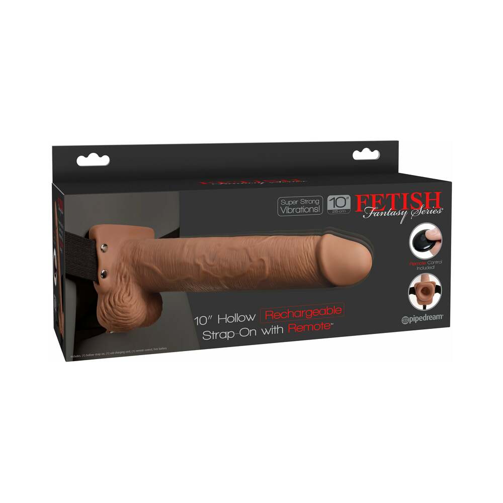 Fetish Fantasy Series Vibrating 10 ' Hollow Strap-On With Balls Tan/Black