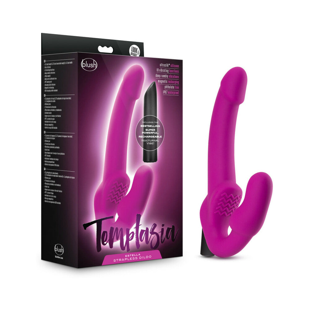 Temptasia Estella 9.5 ' Silicone Strapless Strap-On Dildo with Bullet Vibrator Pink
