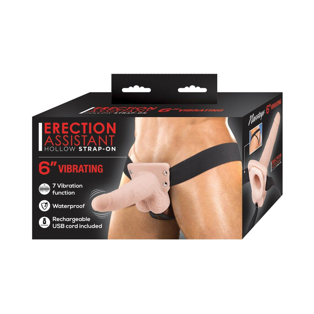 Erection Assistant Hollow Strap-On Vibrating 6 ' White
