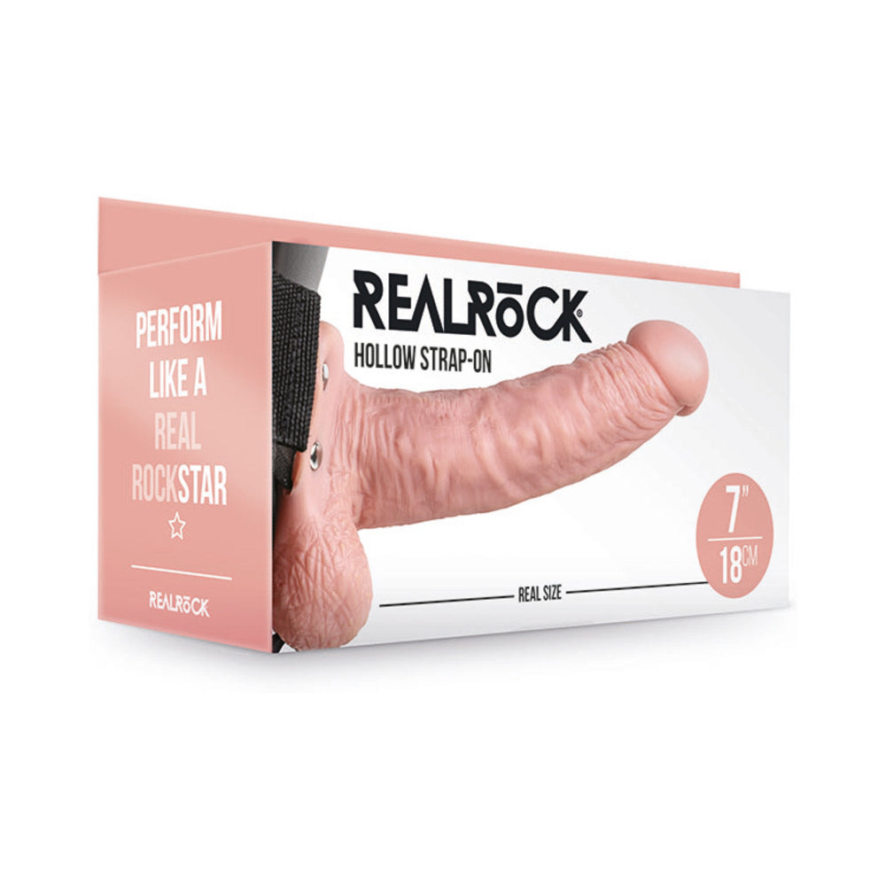 RealRock Realistic 7 ' Hollow Strap-On With Balls Beige