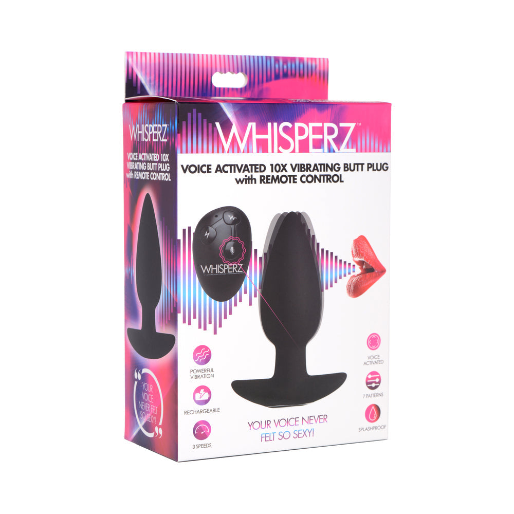 Whisperz Voice Activated 10X Vibrating Butt Plug with Remote