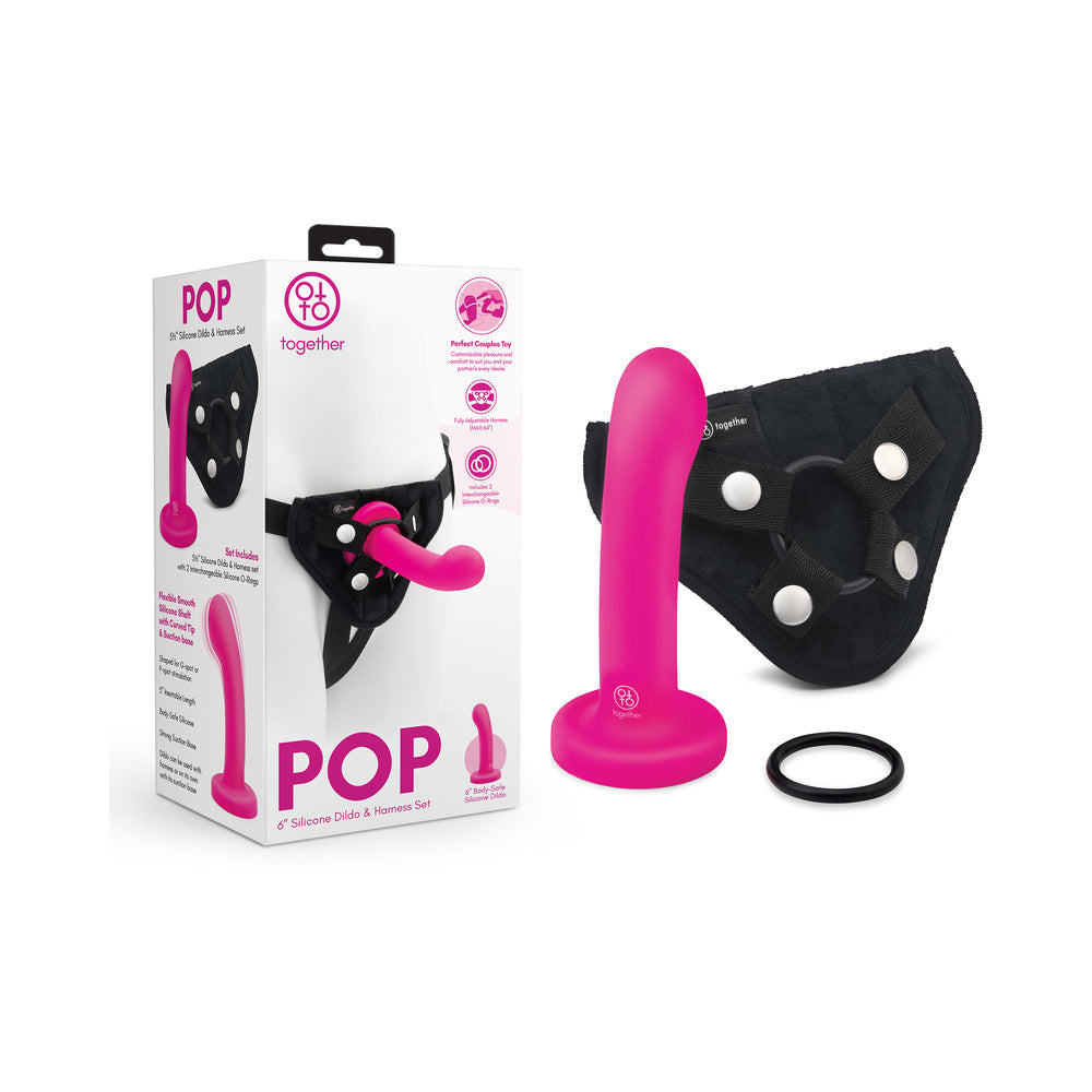 Together Pop 5 ' Silicone Dildo and Harness Set Pink