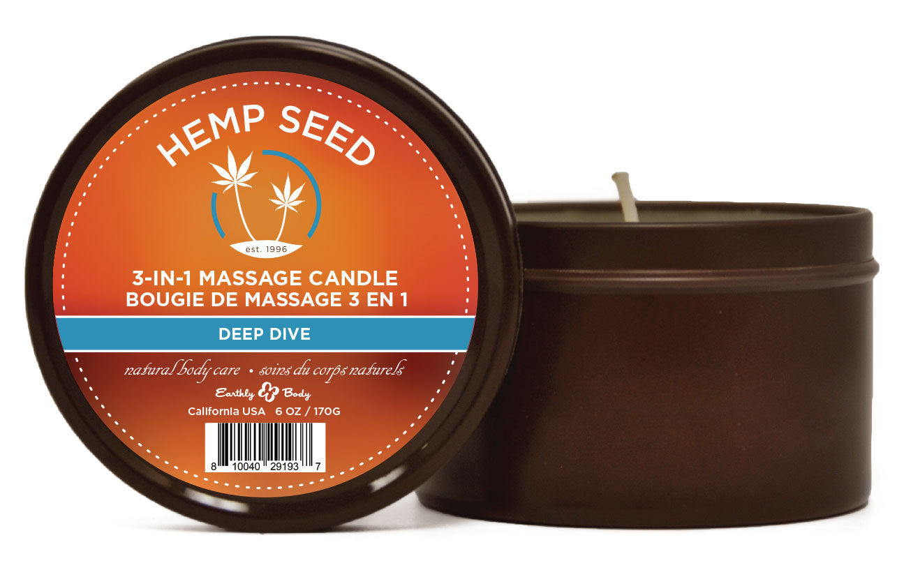 "3 in 1 Massage Candle - Deep Dive - 6 Oz  - Hemp Seed EB-HSCS021B"