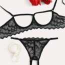 Sexy Hollow Out Lingerie Set - Women's Push Up Bra and Underwear