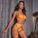 Latex Lingerie Crotchless Set with Push Up Bra