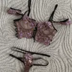 Floral Lingerie Set - Sexy 3-Piece Transparent Bra, Ruffle Garters, Chic Briefs photo review