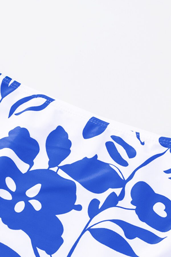 Blue Square Neck Sleeveless Fashion Print Tankini Set - Image 13