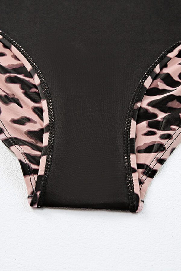 Black Square Neck Sleeveless Fashion Print Tankini Set - Image 11