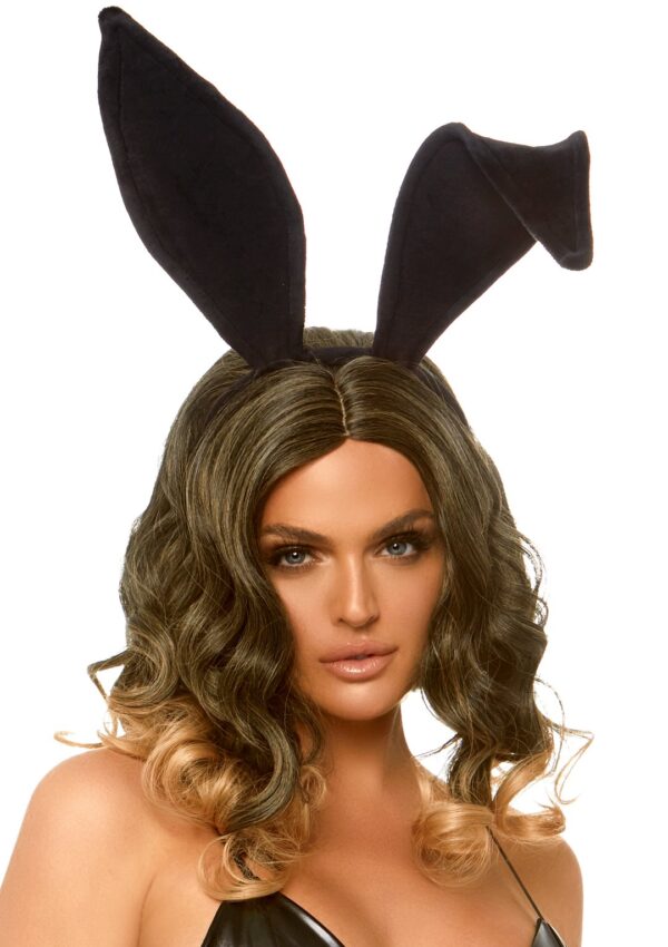 Bendable Velvet Bunny Rabbit Ears - Black