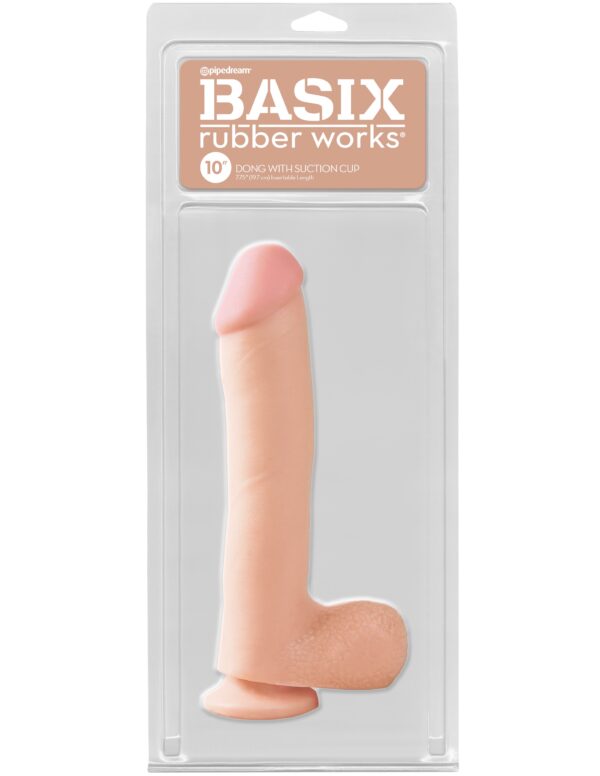 Basix Rubber Works - 10 Inch Dong With Suction Cup - Flesh