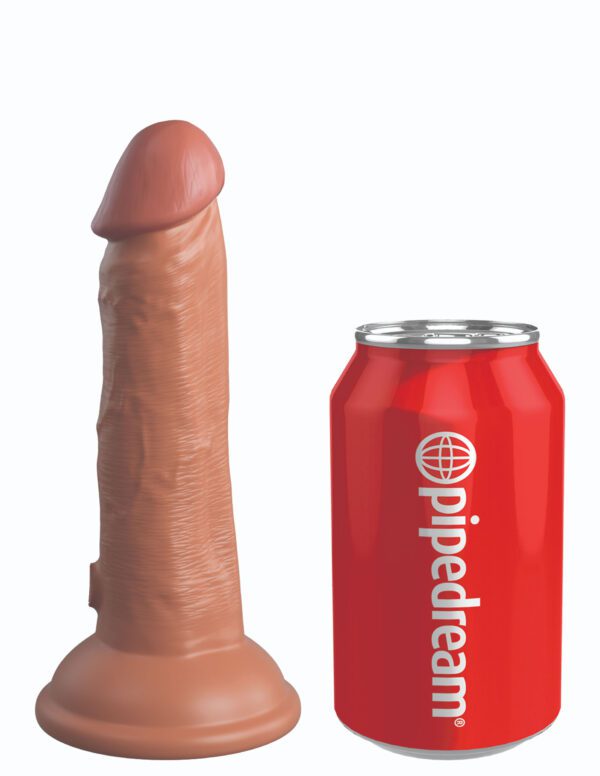 King Cock Elite 6 Inch Vibrating Silicone Dual Silicone Dual Density Cock - Tan