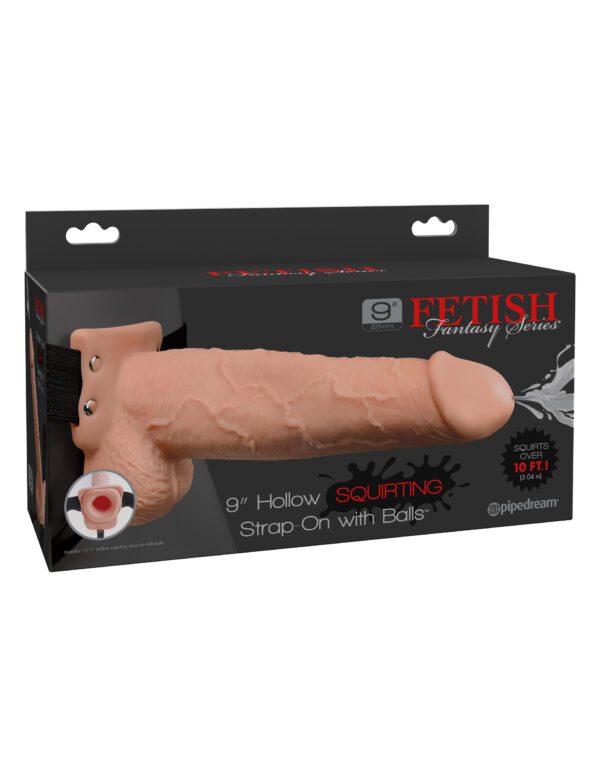 Fetish Fantasy Series 9 Inch Hollow Squirting Strap-on With Balls - Flesh