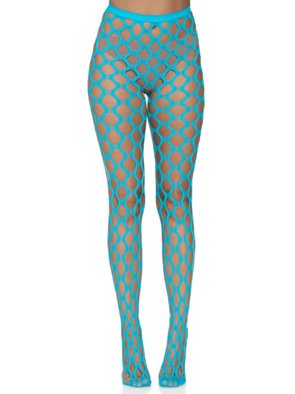 Jumbo Pothole Net Tights - Neon Blue - One Size