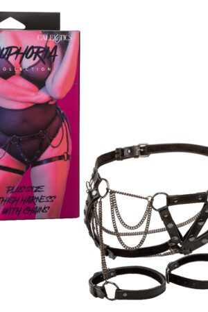 Euphoria Collection Plus Size Thigh Harness With Chains - Black