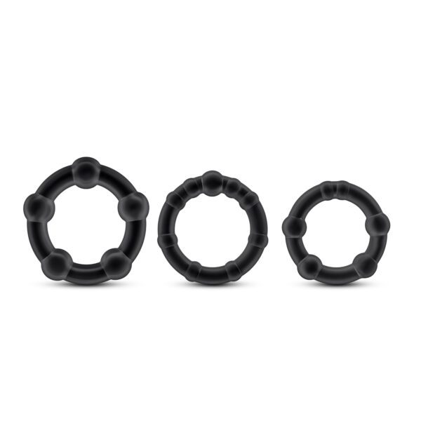 Stay Hard - Beaded Cock Rings - 3 Pack - Black